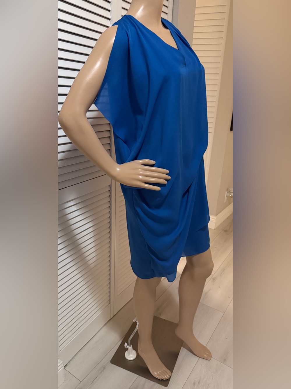 Acne Draped Cobalt Blue Silk Layered Cocktail Dress Size 40